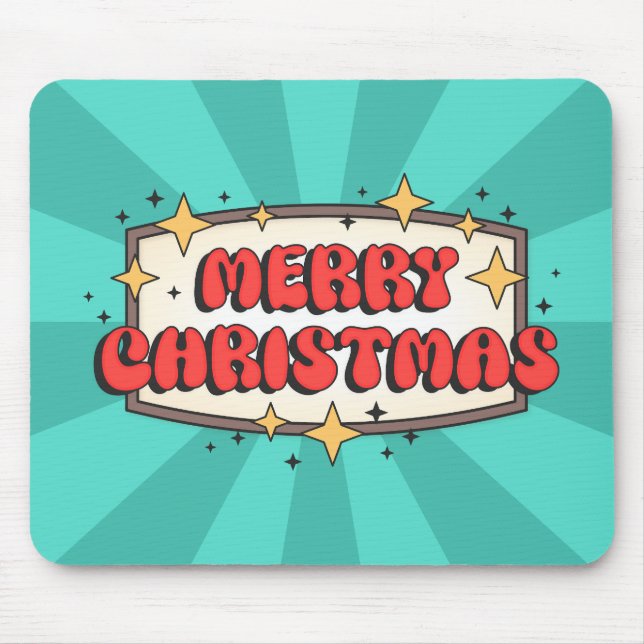 Funky Retro frohe Weihnachten Gruß Text Mousepad (Vorne)