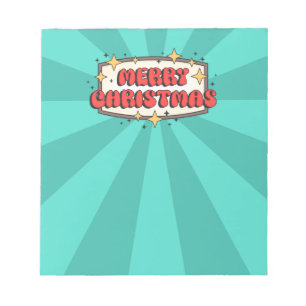 Funky Retro Frohe Weihnachtsgrüße Text Notizblock