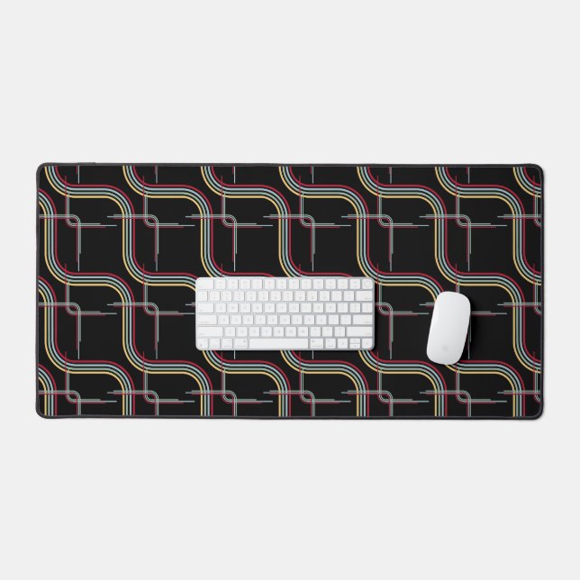 Funky Retro Grandes Vagues Bleu Rouge Jaune Noir (Clavier et souris)