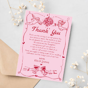 Funky Retro handgezeichnete Hochzeit Dankeskarten  Dankeskarte