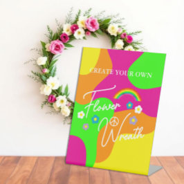 Funky Retro-Junggesellinnenabschied-Blumenkranz Sockelschild