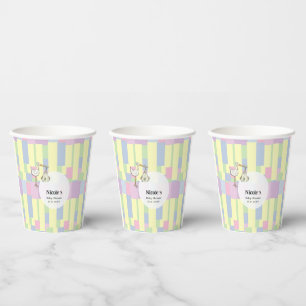 Funky Retro Kubismus Storch Lieferung Babyparty Pappbecher