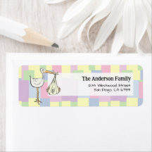 Funky Retro Kubismus Storchen-Lieferung Baby Showe