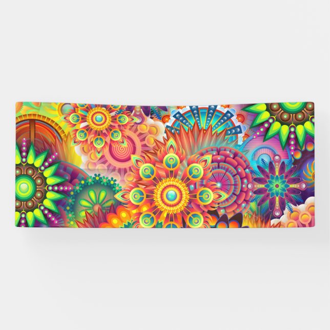Funky Retro Muster Abstrakt Bohemisch Banner (Horizontal)