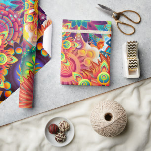 Funky Retro Muster Abstrakt Bohemisch Geschenkpapier