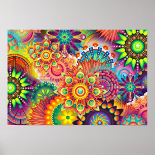 Funky Retro Muster Abstrakt Bohemisch Poster