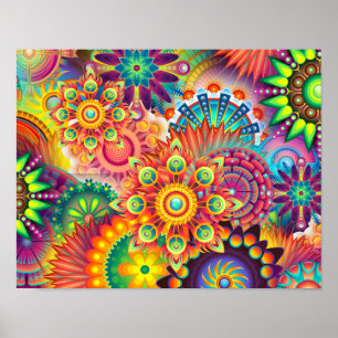 Funky Retro Muster Abstrakt Bohemisch Poster