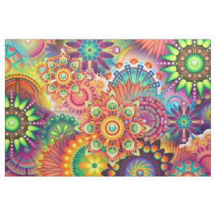 Funky Retro Muster Abstrakt Bohemisch Stoff