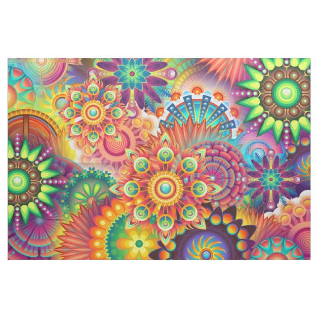 Funky Retro Muster Abstrakt Bohemisch Stoff (Yard (91,4 cm))