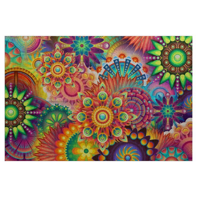 Funky Retro Muster Abstrakt Bohemisch Stoff (Yard (91,4 cm))