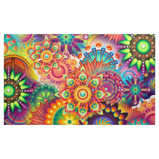 Funky Retro Muster Abstrakt Bohemisch Stoff (Yard (91,4 cm))