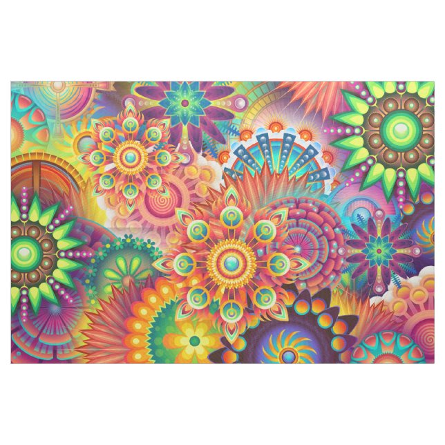 Funky Retro Muster Abstrakt Bohemisch Stoff (Yard (91,4 cm))