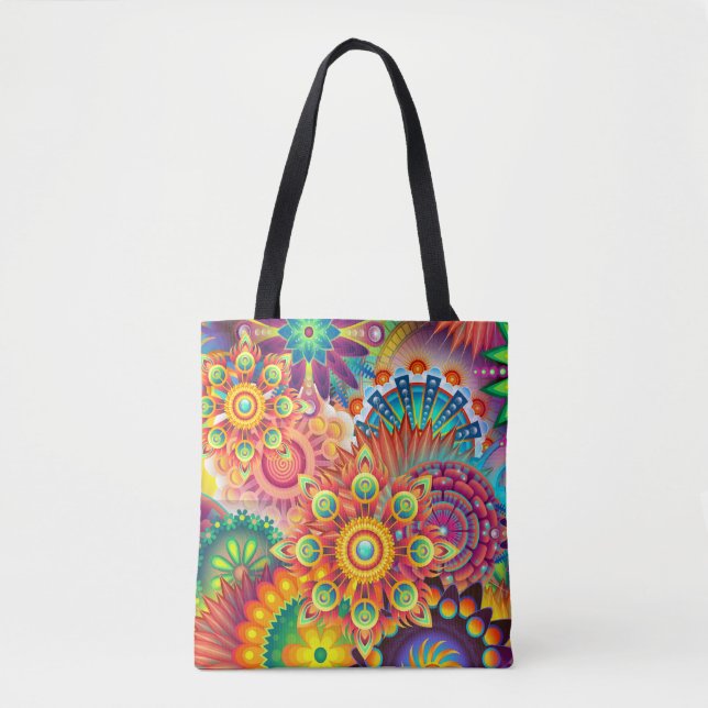 Funky Retro Muster Abstrakt Bohemisch Tasche (Vorderseite)