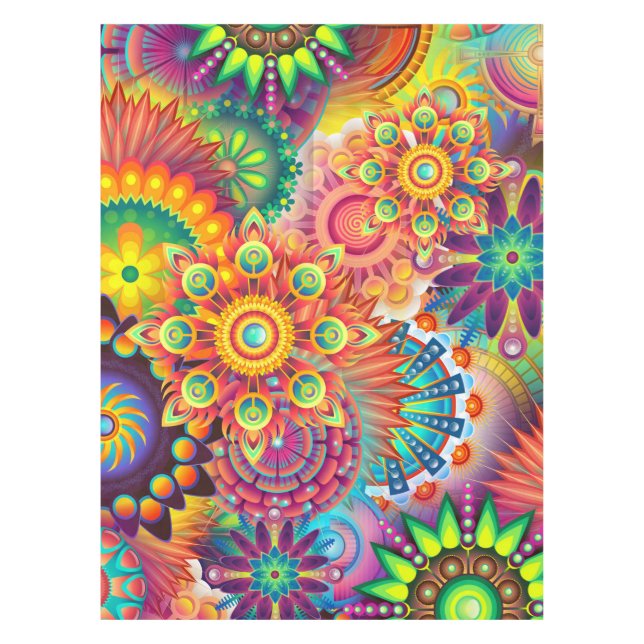 Funky Retro Muster Abstrakt Bohemisch Tischdecke (Vorderseite)