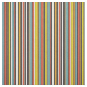 Funky Retro Orange Brawn Yellow Aqua Stripes (1970 Stoff