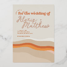 Funky Retro Orange Peach and Gold Desert Wedding