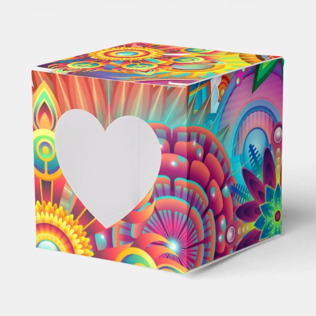 Funky Retro Pattern Abstrakt Boho Geschenkschachtel (Vorderseite)