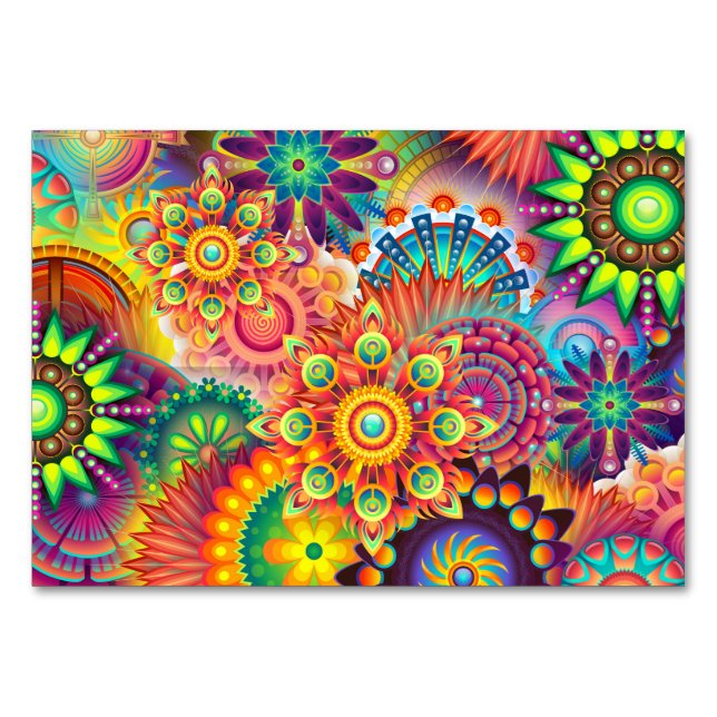 Funky Retro Pattern Abstrakt Boho Tischnummer (Vorderseite)