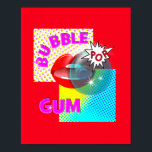 Funky Retro Pop Art Bubble Gum Lips Poster<br><div class="desc">Eine lustige,  leuchtende und farbenfrohe Retro-Pop-Kunst inspirierte Design,  das nur Pop! mit großen roten Lippen,  die einen blasen-gummigen Ballon auf einem halben Tonhintergrund und Comic-Buchtitel-Beschriftung "Pop". Funky,  moderne Wandkunst für einen jungen,  modernen Look.</div>