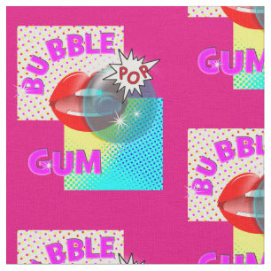 Funky Retro Pop Art Bubble Gum Lips Stoff