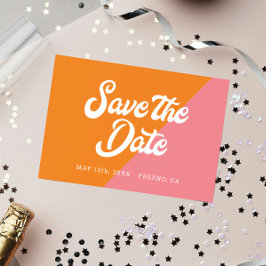 Funky Retro Rosa Orange Wedding speichern das Datu