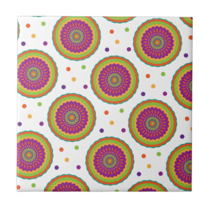 Funky Retro Style Blume und Spot-Muster Fliese