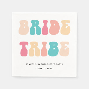 Funky Retro Vintag Bride Tribe Junggeselinnen-Absc Serviette
