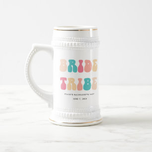 Funky Retro Vintage Braut Tribe Junggesellinnenabs Bierglas