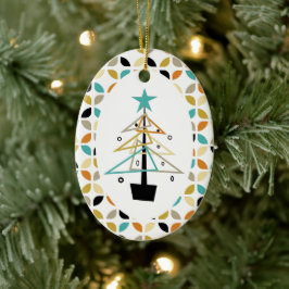 Funky Retro Weihnachtsbaum Mitte des Jahrhunderts Keramik Ornament