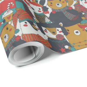 Funky Retro Weihnachtstiere Geschenkpapier