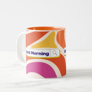 Funky Retro-Wellen-Muster Guten-Morgen-Suchleiste Zweifarbige Tasse