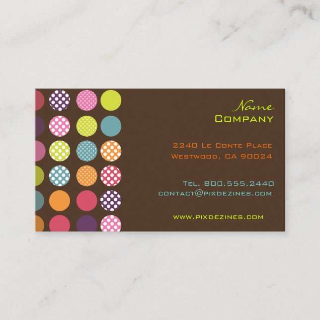 Funky Retrodots Punkte / DIY Hintergrundfarbe Visitenkarte (Vorderseite)