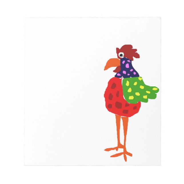 Funky Rooster Folk Art Design Notizblock (Vorderseite)