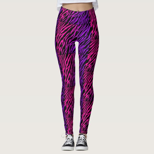 Funky rosa lila Zebra-Druck-Leggings Leggings (Vorderseite)