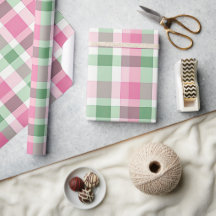 Funky rosa und grünes Kariertes Tartan-Muster