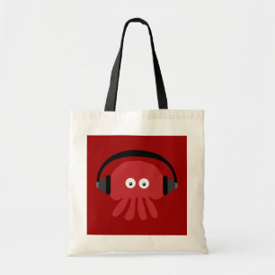 Funky rote Cartoon DJ-Quallen-Tasche Tragetasche