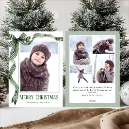 Funky Sage Green Christmas Bow Ribbon 5 Phot Feiertagskarte