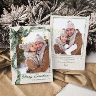Funky Salbei-Grün Weihnachts-Schleifenband 2 Foto Feiertagskarte