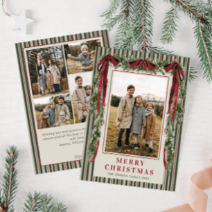 Funky Samt Weihnachts-Boho-Rot-Schleife 5 Foto Feiertagskarte