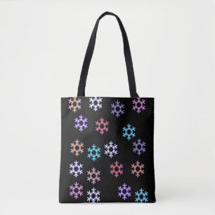 Funky-Schneeflocken überall auf der Drucktasche Tasche