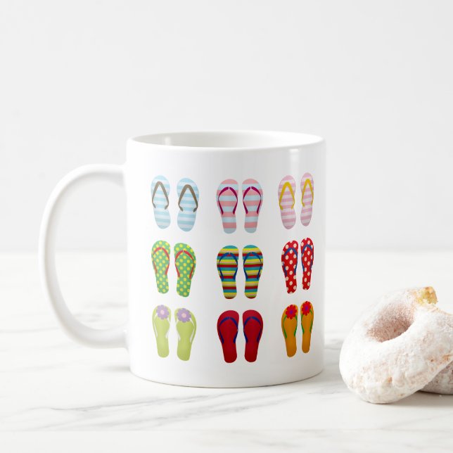 Funky Schuhe bunt Summer flip Flops Kaffeetasse (Mit Donut)