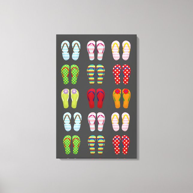 Funky Schuhe bunt Summer flip Flops Leinwanddruck (Vorderseite)