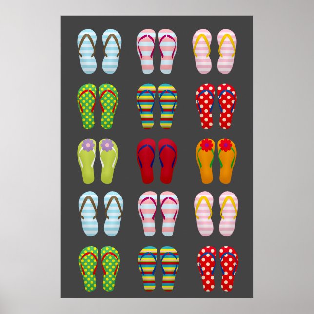 Funky Schuhe bunt Summer flip Flops Poster (Vorne)