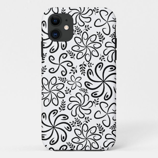 Funky schwarze weiße Blumen iPhone 5 Hülle (Rückseite)