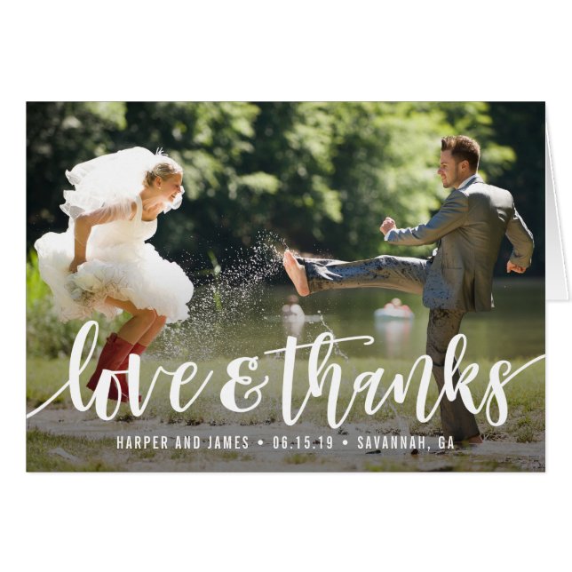 Funky Script Wedding Danke You Card (Vorderseite (Horizontal))