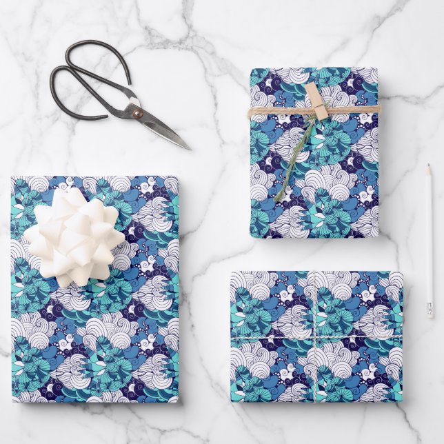 Funky Seashell Pattern Geschenkpapier Set (Vorderseite)
