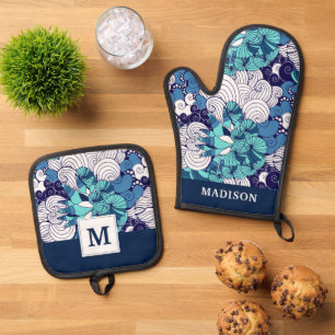 Funky Seashell Pattern Ofenhandschuh & Topflappen-Set