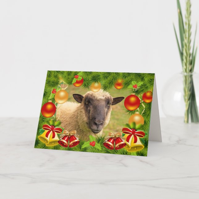 Funky Sheep Pun Christmas Carte de vacances (Devant)