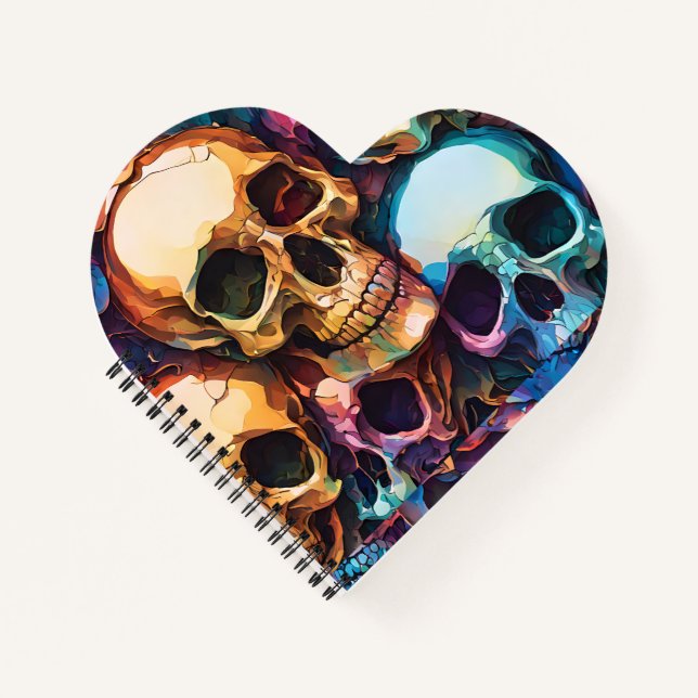 Funky Skulls Notizbuch (Vorderseite)