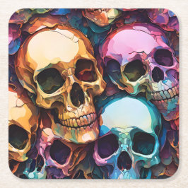 Funky Skulls Rechteckiger Pappuntersetzer